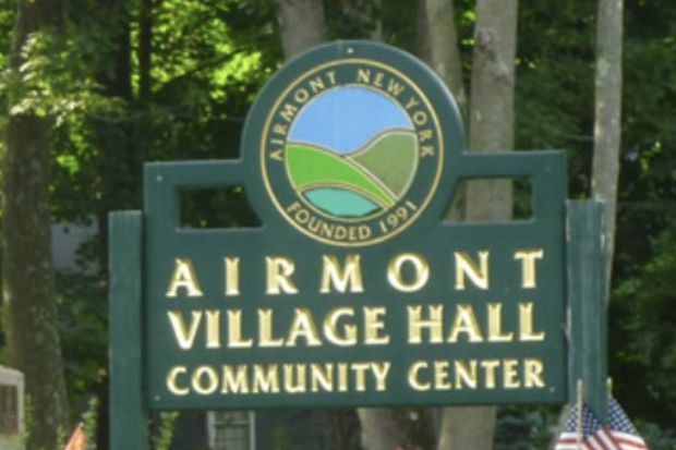The sign outside of Airmont Village Hall in Rockland County.